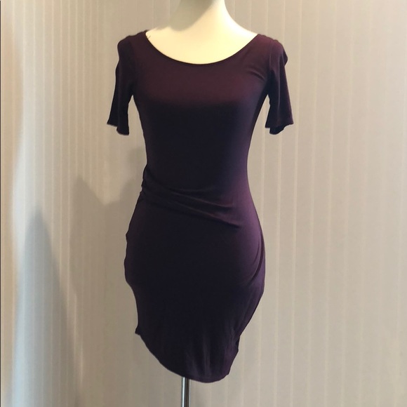 Three Dots Dresses & Skirts - Maroon Short Sleeve Cotton Tunic Dress